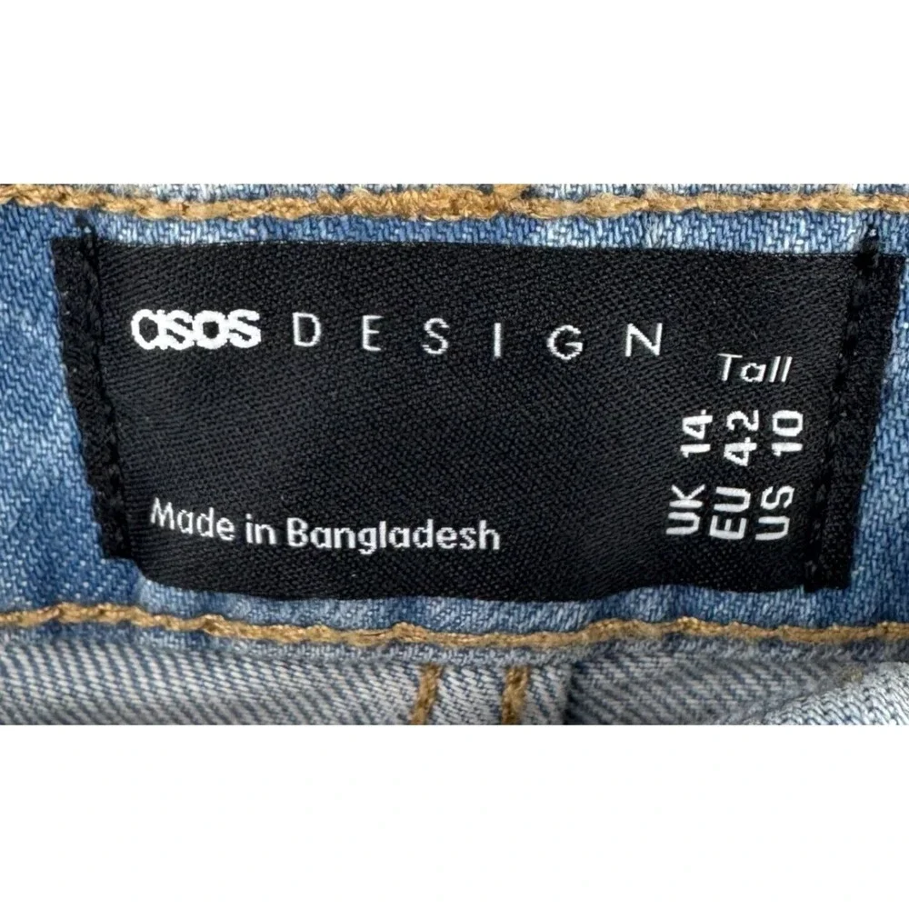 ASOS DESIGN Denim Shorts Womens 10 Light Blue High‎ Rise Tall Cotton Mom